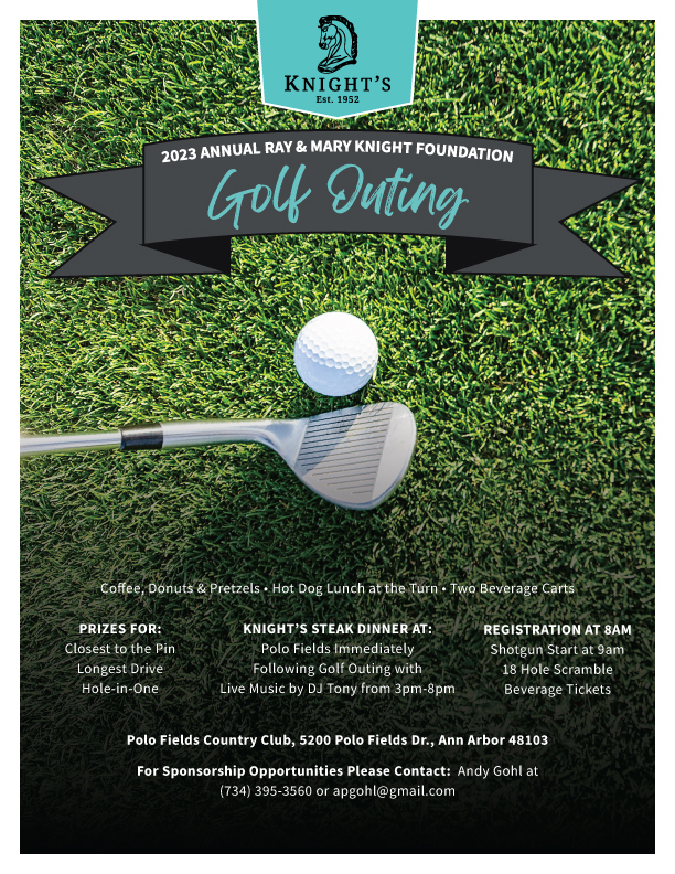 Flyer for charity golf outing 2023