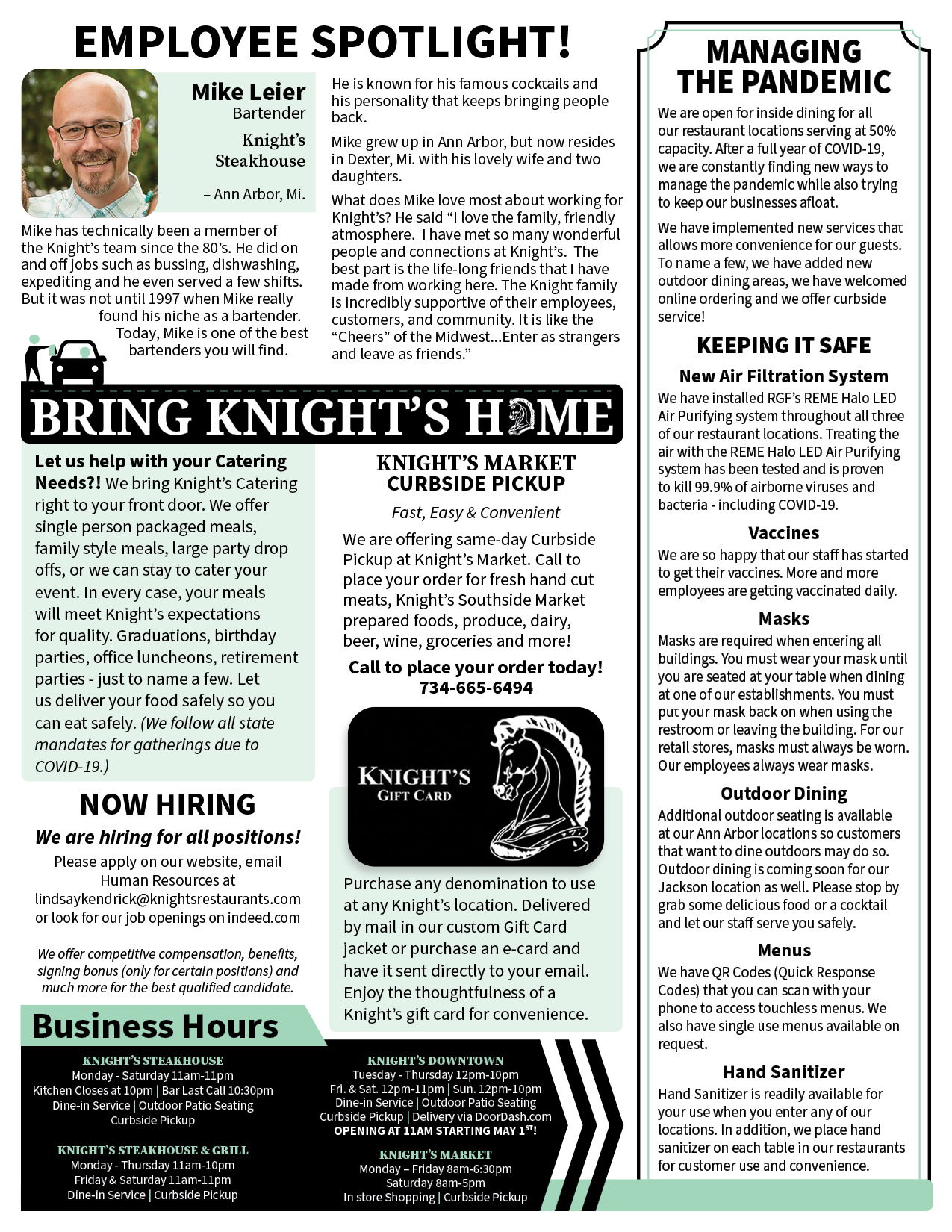 Knights April Newsletter Page 2 of 2